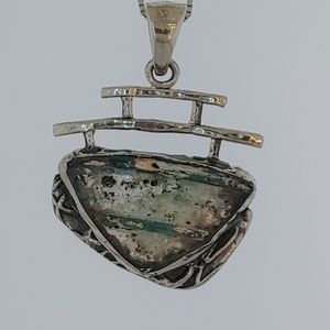 Sterlin Silver Roman Glass one of a Kind  Necklace